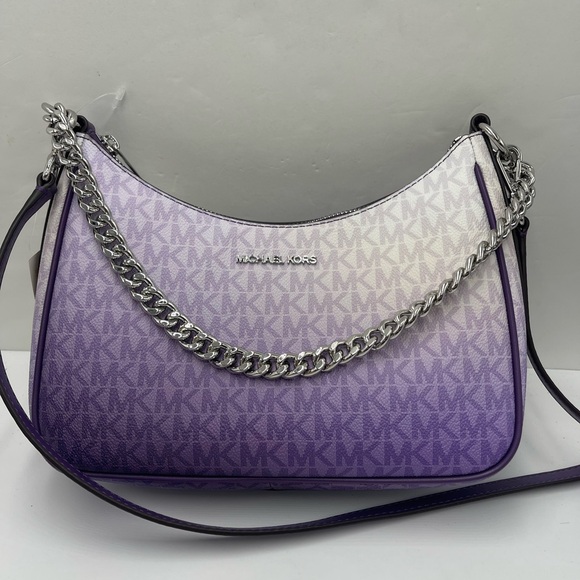 Michael Kors Jet Set Lg  Pochette Ombré Logo Crossbody XBody Bag Dark Purple
NWT - Picture 10 of 16